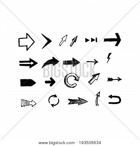 Hand drawn vector arrows set. Vector EPS