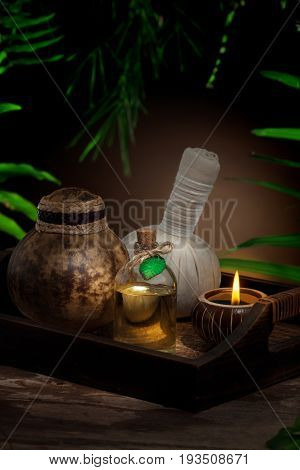 close up view of spa theme objects on color back