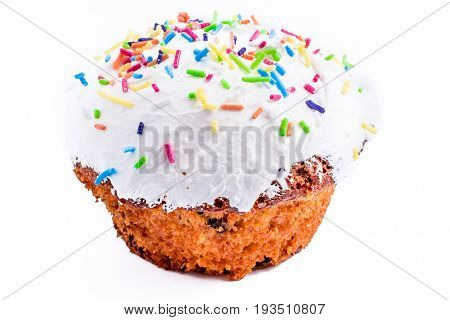 glazed easter cake isolated on white background