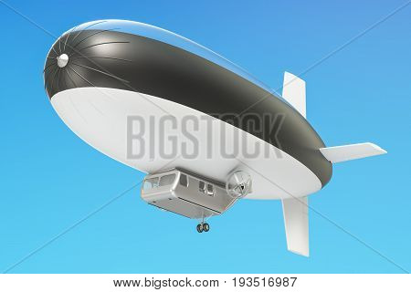Airship or dirigible balloon with Estonian flag 3D rendering isolated on white background