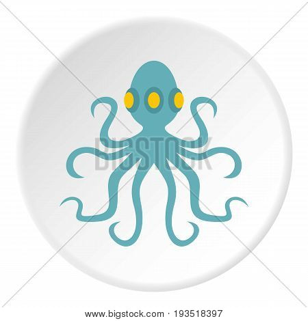 Octopus icon in flat circle isolated vector illustration for web