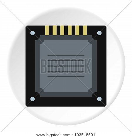 Modern multicore CPU icon in flat circle isolated vector illustration for web