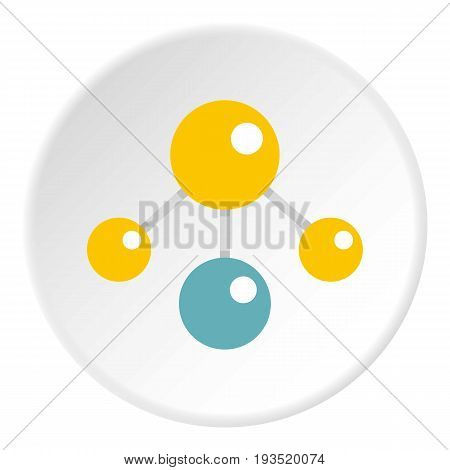 Yelllow and blue atomic structure icon in flat circle isolated vector illustration for web