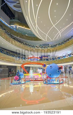 SHENZHEN, CHINA - DECEMBER 16, 2014: installation at shopping center in Longgang District of ShenZhen. ShenZhen is regarded as one of the most successful Special Economic Zones.