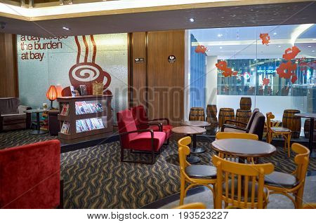 SHENZHEN, CHINA-JANUARY 22, 2015: Pacific Coffee at shopping center in Shenzhen. 