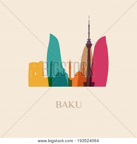 Landmark and monument isolated silhouette Baku city vector