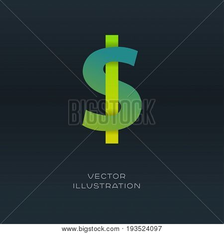 Dollar currency sign vector gradient design logo