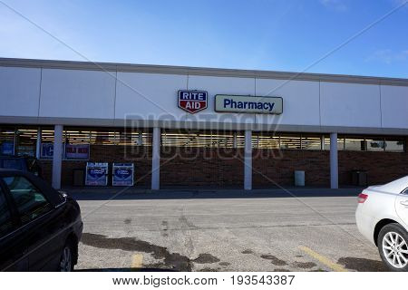 BAY VIEW, MICHIGAN / UNITED STATES - NOVEMBER 26, 2016: One may purchase drugs and other merchandise at the Rite Aid Pharmacy.