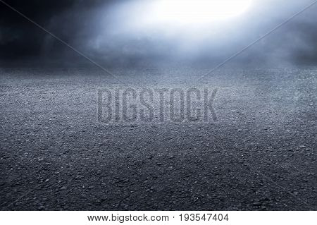 View of asphalt road texture and smoke background