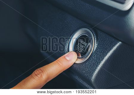 Engine Start Button on car automobile actions