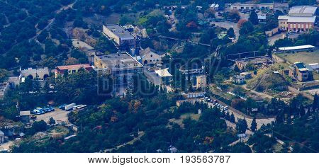 The factory of champagne and wines from the height of the bird's flight
