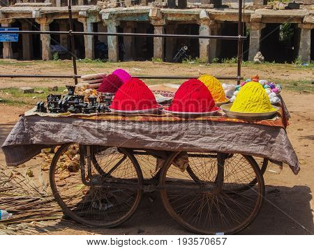 Bindi Powder sold on a Cart in Hampi India