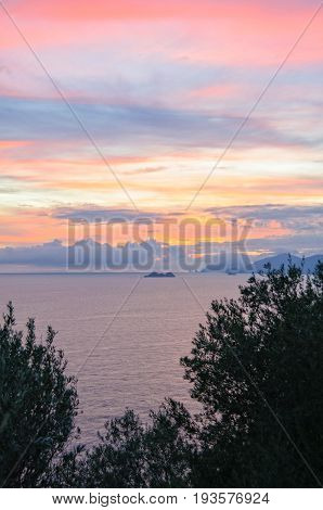 Late october twilight over Gallo Lungo Island - Amalfi Coast Campania Italy