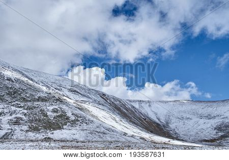 Autumn landscape of Altay. Sunset in the steppe beautiful evening sky with clouds plato Ukok no one around Altai Siberia Russia