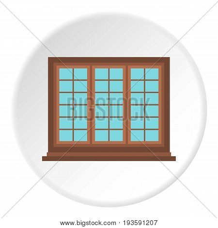 Wooden brown tricuspid window icon in flat circle isolated vector illustration for web