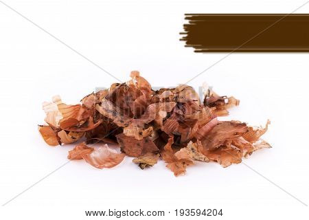 Dry onion leaves natural dye for painting Easter eggs in brown color Christian traditions in Ukraine