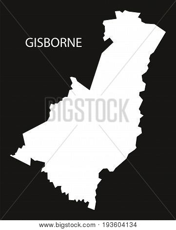 Gisborne New Zealand Map Black Inverted Silhouette Illustration