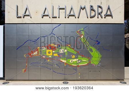 the map of the Alhambra fortress in Granada