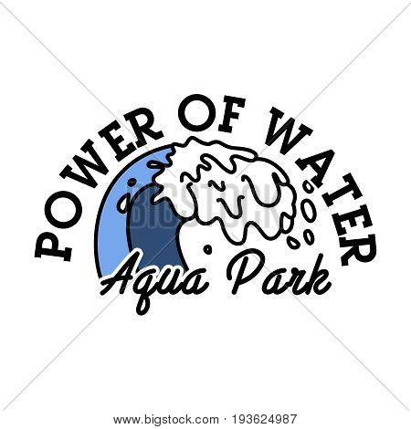 Color vintage aquapark emblem. Summer sign. Vector illustration, EPS 10
