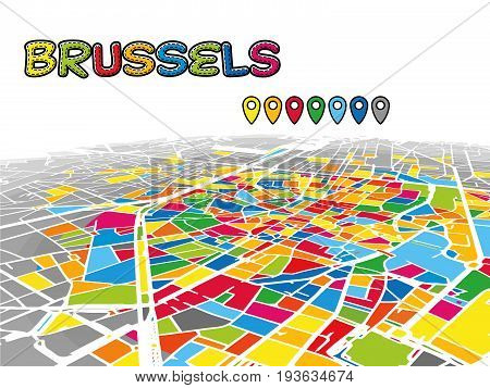 Brussels, Belgium, Downtown 3D Vector Map