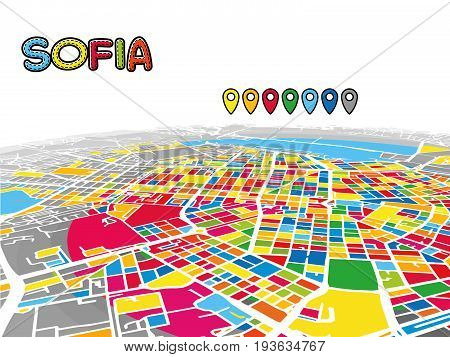 Sofia, Bulgaria, Downtown 3D Vector Map