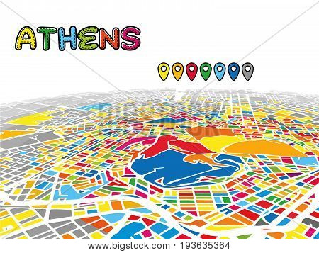 Athens, Greece, Downtown 3D Vector Map