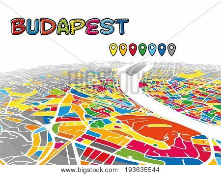 Budapest, Hungary, Downtown 3D Vector Map