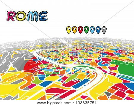 Rome, Italy, Downtown 3D Vector Map