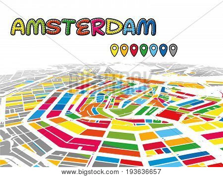 Amsterdam, Netherlands, Downtown 3D Vector Map