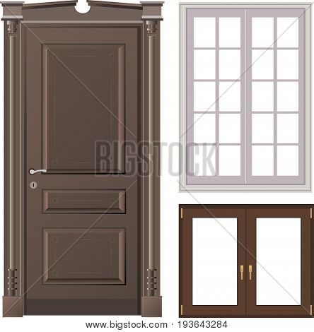 vector illustration of the door and windows