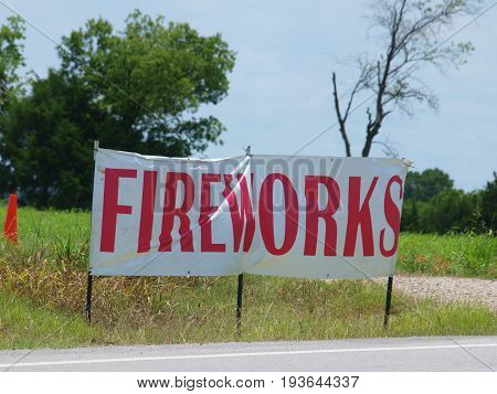 Fireworks signs like this abound this time of year. The difference in this one is that it sits near the Dallas and Rockwall county lines. Sales in Dallas County are frowned upon.