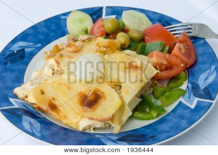Græsk moussaka-Gourmet-måltid med aubergine