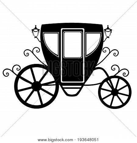 Wedding carriage. Decorative brougham. Coach. Vintage carriage isolated on white background. Also suitable for invitation card. Vector illustration.