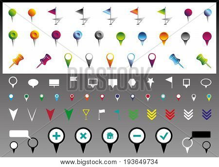 location and navigation isolated icons vector set