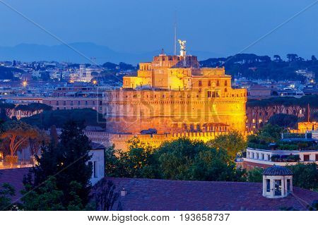 Aerial view of Rome from the hill Janiculum. Italy.