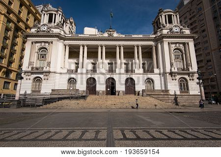 Rio de Janeiro, Brazil - June 27, 2017: City Hall building in downtown Rio de Janeiro, in front of the Cinelandia square.