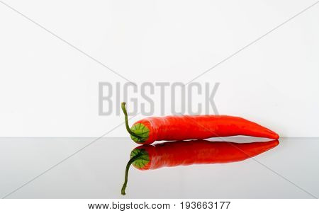Red hot chili isolated on white background