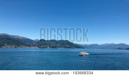 Lake Maggiore Italy mountains water and boat landscape