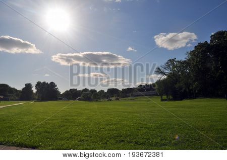 Landscape Shout Of The Sun, Clouds G, Grass, Tress And Sky