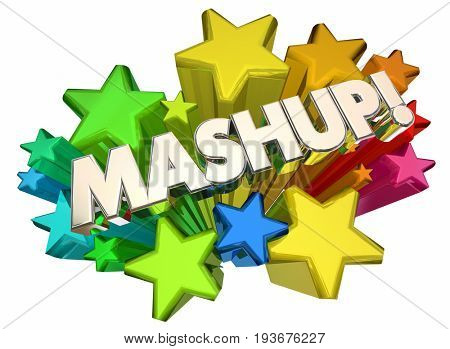 Mashup Two Things Together Stars Words 3d Illustration
