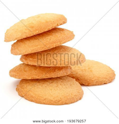 stacked short pastry cookies isolated on white background