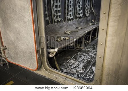 Ship Tour USS Kearsarge (LHD 3) Wasp-class amphibious assault ship: Seating in an LCAC, air cushion landing craft, used to transport equipment and personnel. Fleet Week NEW YORK MAY 25 2017.