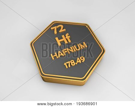 hafnium - Hf - chemical element periodic table hexagonal shape 3d render