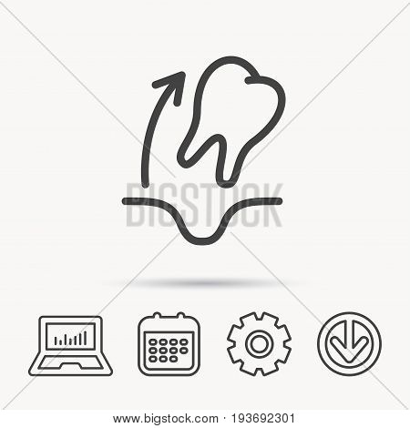 Tooth extraction icon. Dental paradontosis sign. Notebook, Calendar and Cogwheel signs. Download arrow web icon. Vector