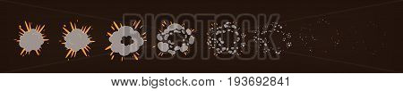 Phases of the explosion animation.Special effects, vector illustration