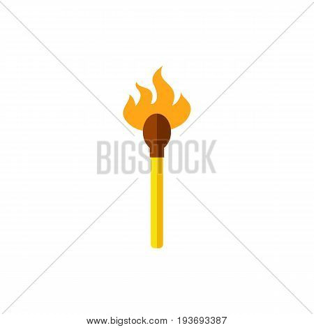 Vector icon of match with fire. Conflagration, light, energy. Firework concept. Can be used for topics like warning sign, precaution, ecology