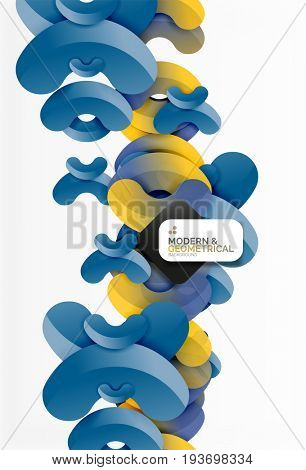 Abstract color geometric round shapes on white - elements with shadow, colorful composition