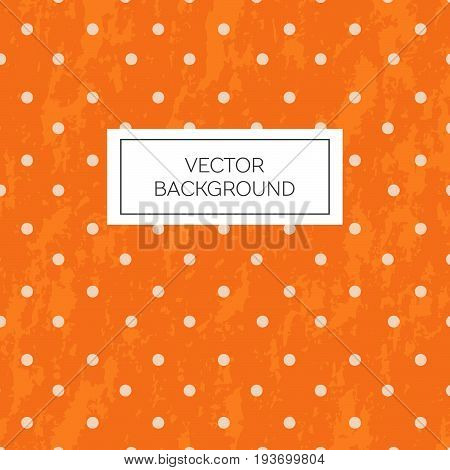 Polka dots grunge vintage pattern on orange background
