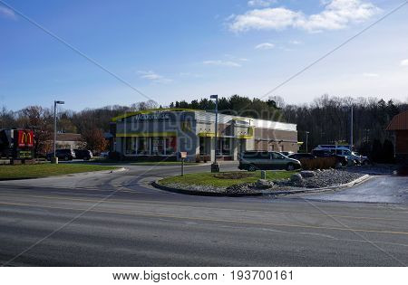 BAY VIEW, MICHIGAN / UNITED STATES - NOVEMBER 26, 2016: One may eat hamburgers and french fries at the McDonald's Restaurant.