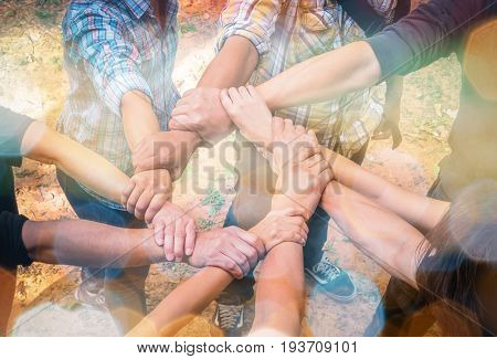 Hands were a collaboration concept of teamworkteamwork conceptbusiness concept
